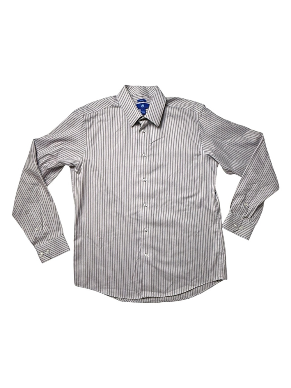 Egara Men's Vertical Stripe Dress Shirt - blue  & orange